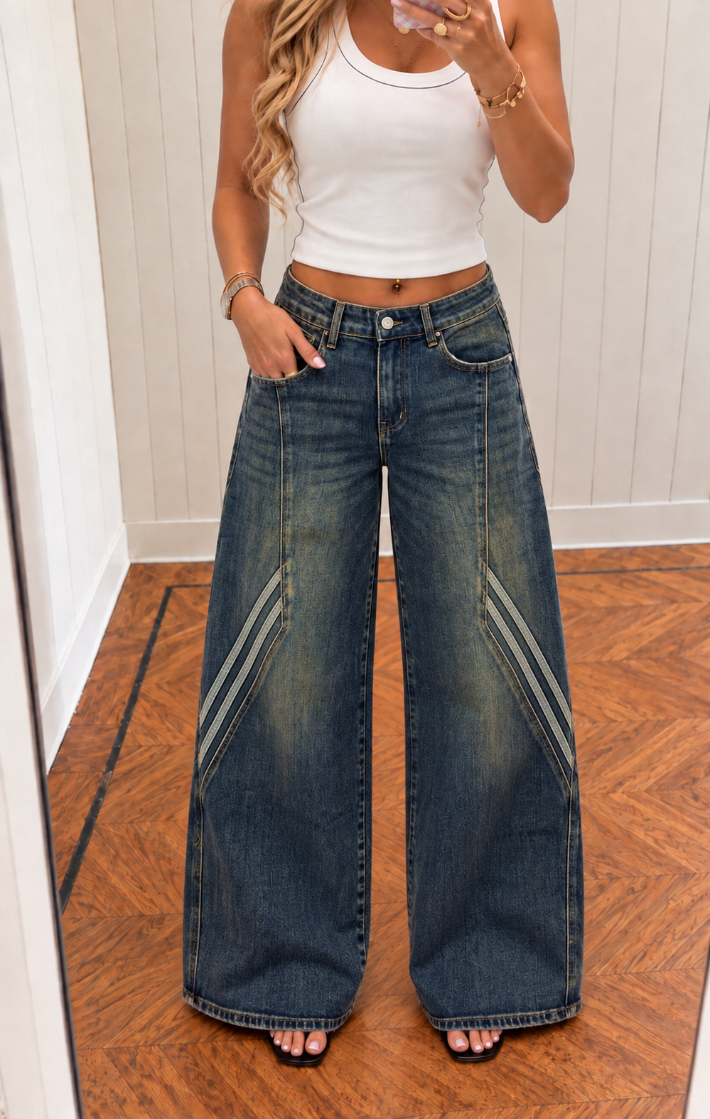 KIKI Stripes Ballon Fit (Blue Denim Washed)