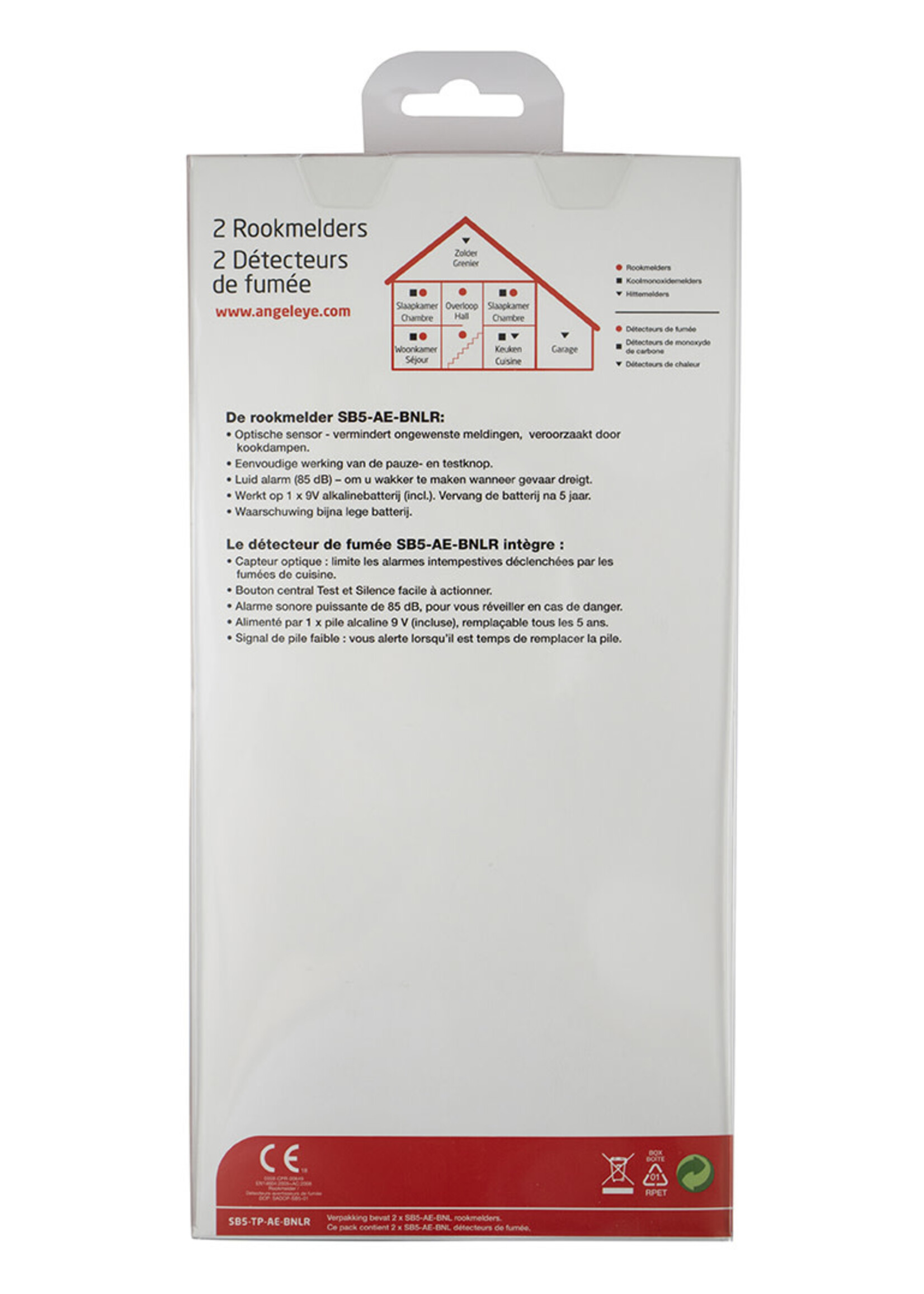 Quality Creations International AngelEye twinpack rookmelders SB5-AE-BNLR (9v), 5 j garantie