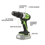 Greenworks GD24DD60 Accu schroef-klopboormachine Greenworks Greenworks GD24DD60 Accu schroef-klopboormachine