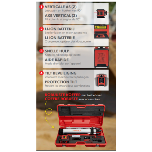 FUTECH Spinner rotatielaser Quattro MM Case set - Rood FUTECH FUTECH Spinner rotatielaser Quattro MM Case set - Rood