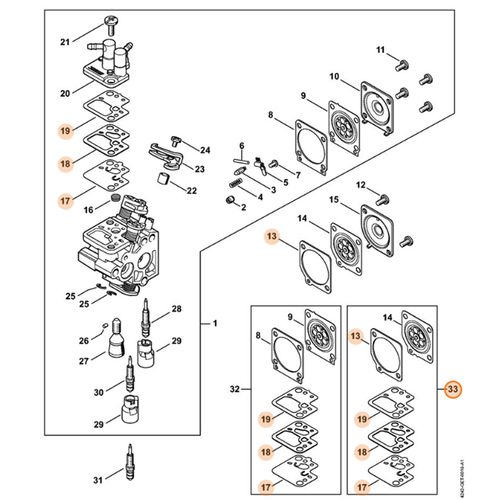 STIHL Carb. membraanset C1T-S195J voor HS 56 C-E - 4242 007 1700 STIHL STIHL Carb. membraanset C1T-S195J voor HS 56 C-E - 4242 007 1700