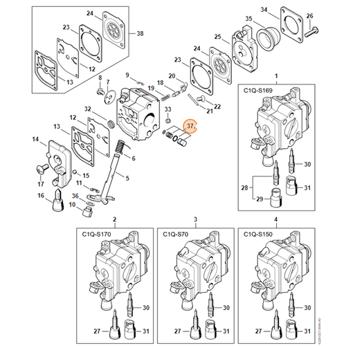 STIHL STIHL Set pompzuiger C1Q-S169 voor HS 45 - 4314 007 1053