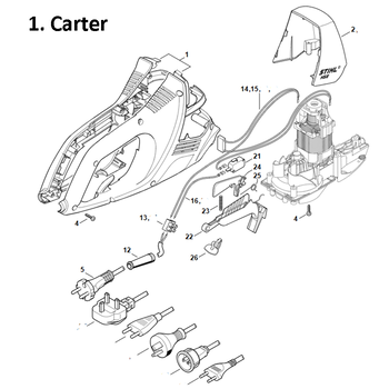STIHL HSE 42 - onderdeeltekening STIHL HSE 42 - onderdeeltekening