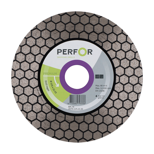 Perfor Diamantzaagblad DUO tegel, Ø125, asgat 22,2 Perfor Perfor Diamantzaagblad DUO tegel, Ø125, asgat 22,2