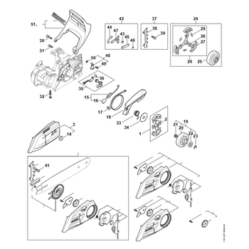 STIHL MS 212 Koppeling, kettingrem - onderdelen STIHL MS 212 Koppeling, kettingrem - onderdelen