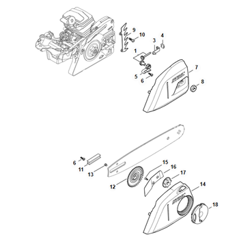 STIHL MS 231 Kettingspanner, kettingtandwieldeksel  - onderdelen