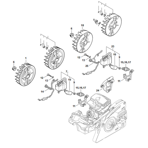 STIHL STIHL MS 231 Ontstekingssysteem, kabelboom - onderdelen