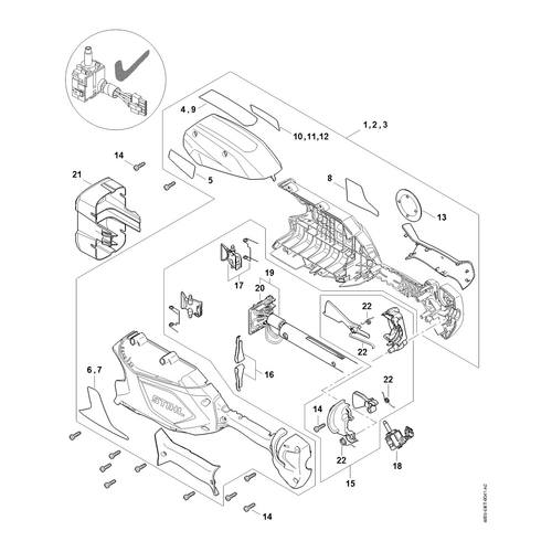 STIHL STIHL HLA 66 Handgreephuis, afdekkap # 443397592 - onderdelen
