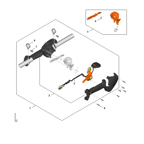 STIHL HLA 140 B Bedieningshandgreep - onderdelen STIHL STIHL HLA 140 B Bedieningshandgreep - onderdelen