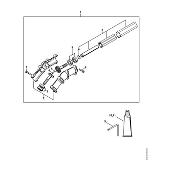 STIHL HTA 160 B Haakse overbrenging - onderdelen STIHL HTA 160 B Haakse overbrenging - onderdelen