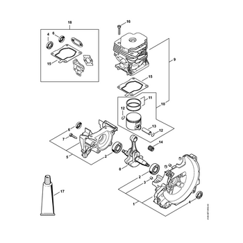 STIHL FS 561 C-EM Carter, cilinder - onderdelen