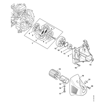 STIHL FS 261 C-E Koppeling, koppelingshuis - onderdelen STIHL FS 261 C-E Koppeling, koppelingshuis - onderdelen