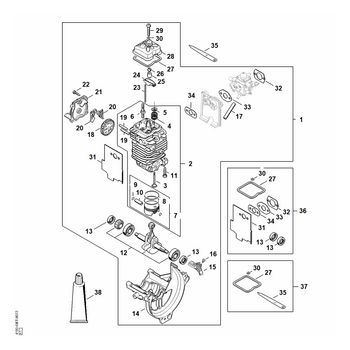 STIHL FS 131 Motor Ø 43 mm - onderdelen STIHL FS 131 Motor Ø 43 mm - onderdelen