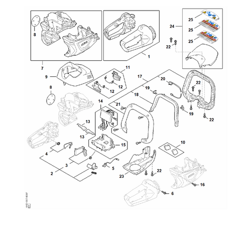 STIHL HSA 100.1 Handgreephuis, Carter, Elektronisch moduul - onderdelen STIHL STIHL HSA 100.1 Handgreephuis, Carter, Elektronisch moduul - onderdelen