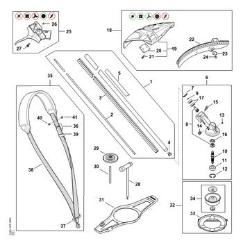 STIHL FSA 135 Maaiboom, aandrijfkop, Beschermer - onderdelen STIHL FSA 135 Maaiboom, aandrijfkop, Beschermer - onderdelen