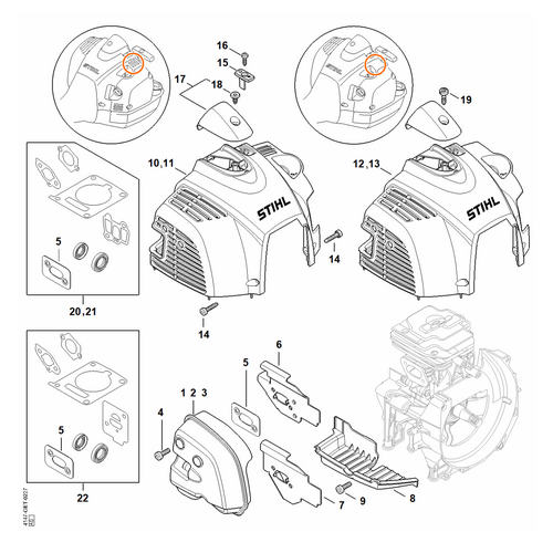 STIHL FR 460 TC-EFM Uitlaatdemper, kap - onderdelen STIHL STIHL FR 460 TC-EFM Uitlaatdemper, kap - onderdelen