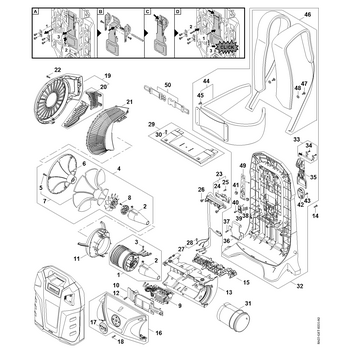 STIHL BGA 300 Ventilator, Carter, Rugplaat - onderdelen