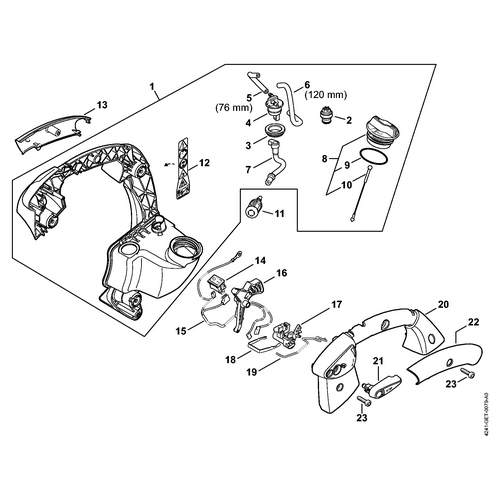STIHL BG 86 Achterhandgreep - onderdelen STIHL STIHL BG 86 Achterhandgreep - onderdelen