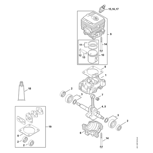 STIHL BR 200 Carter, cilinder - onderdelen STIHL STIHL BR 200 Carter, cilinder - onderdelen