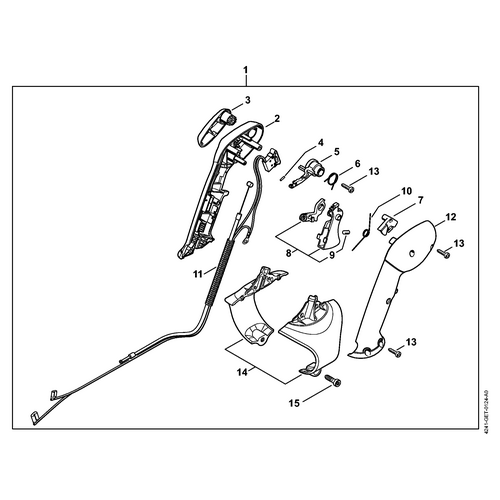 STIHL BR 200 Bedieningshandgreep (V) - onderdelen STIHL STIHL BR 200 Bedieningshandgreep (V) - onderdelen