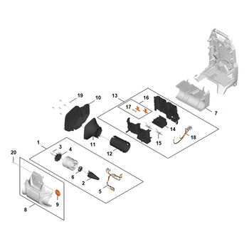 STIHL BRA 200 Elektromotor, ventilator - onderdelen STIHL BRA 200 Elektromotor, ventilator - onderdelen