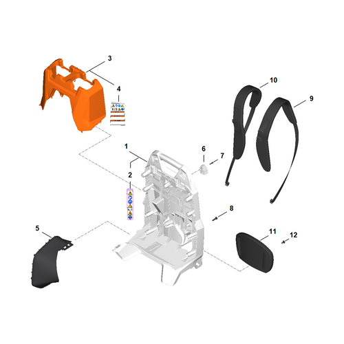 STIHL BRA 200 Rugplaat - onderdelen STIHL STIHL BRA 200 Rugplaat - onderdelen