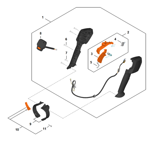 STIHL BRA 280 B Bedieningshandgreep - onderdelen STIHL STIHL BRA 280 B Bedieningshandgreep - onderdelen