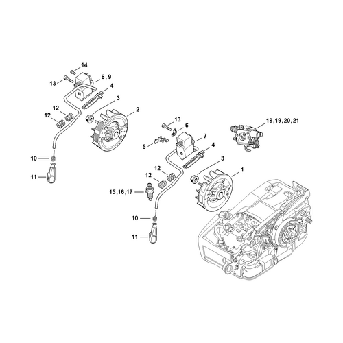 STIHL MS 201 C-M Ontstekingssysteem - onderdelen STIHL STIHL MS 201 C-M Ontstekingssysteem - onderdelen