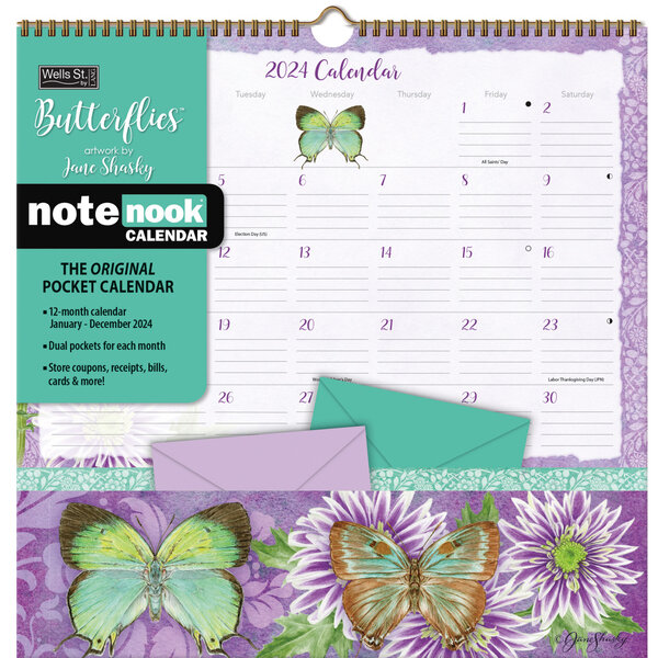 Well Street by Lang Butterflies 2024 Note Nook Calendar