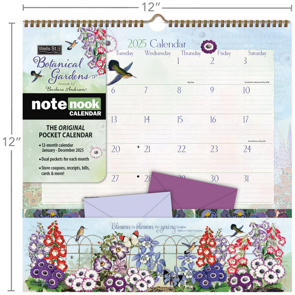 LANG Botanical Gardens Pocket Note Nook Kalender 2025