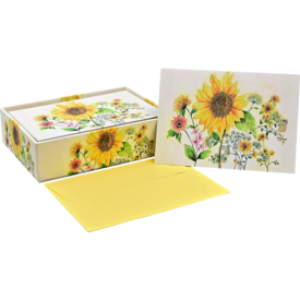 Peter Pauper Watercolour Sunflower Note cards 14 pieces