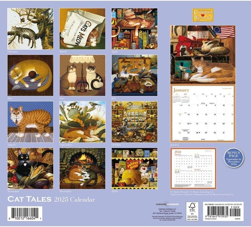 CarouselCalendars Charles Wysocki Cat Tales Calendar 2025 The Lang Store