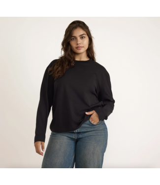 Organic Basics True Heavy Boxy Long Sleeve Tee Black
