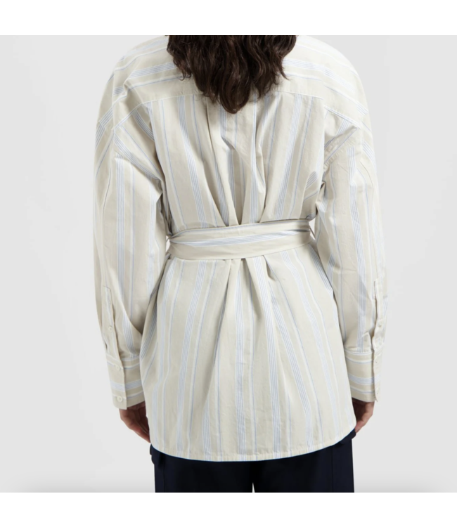 Stripe Tie Shirt LS Blue STP