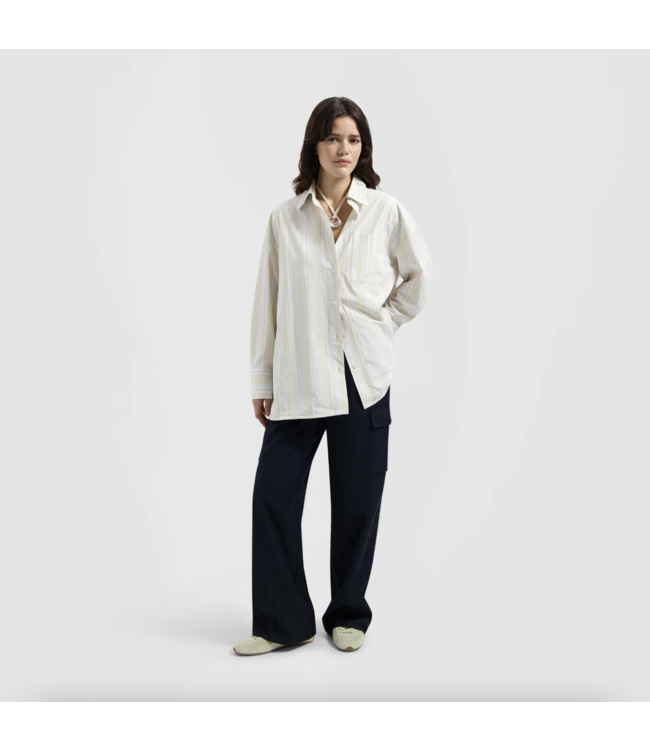 Stripe Tie Shirt LS Blue STP