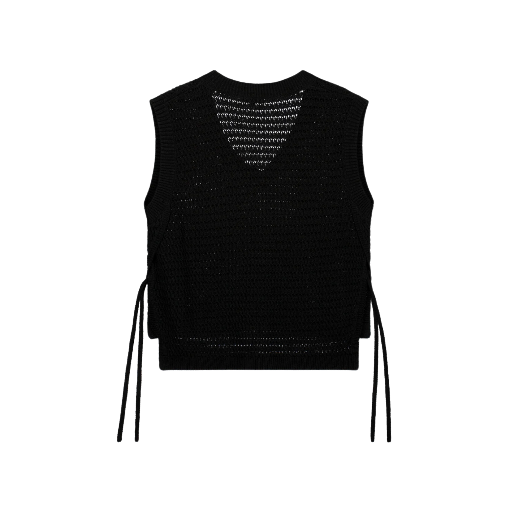 Frill vest BLACK HIAND（Olaf Open Knit Vest Black - Studio S 