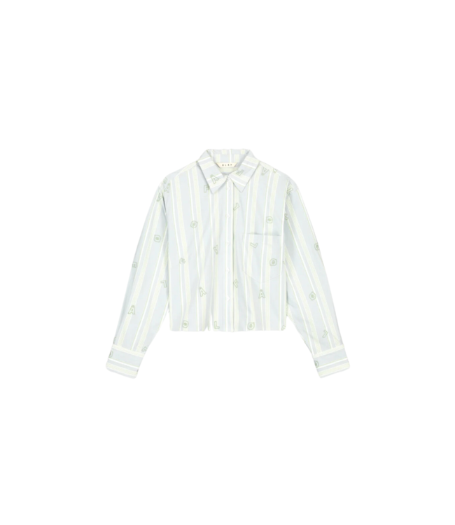 Embro Logo Stripe Cropped Shirt LS Green/Blue
