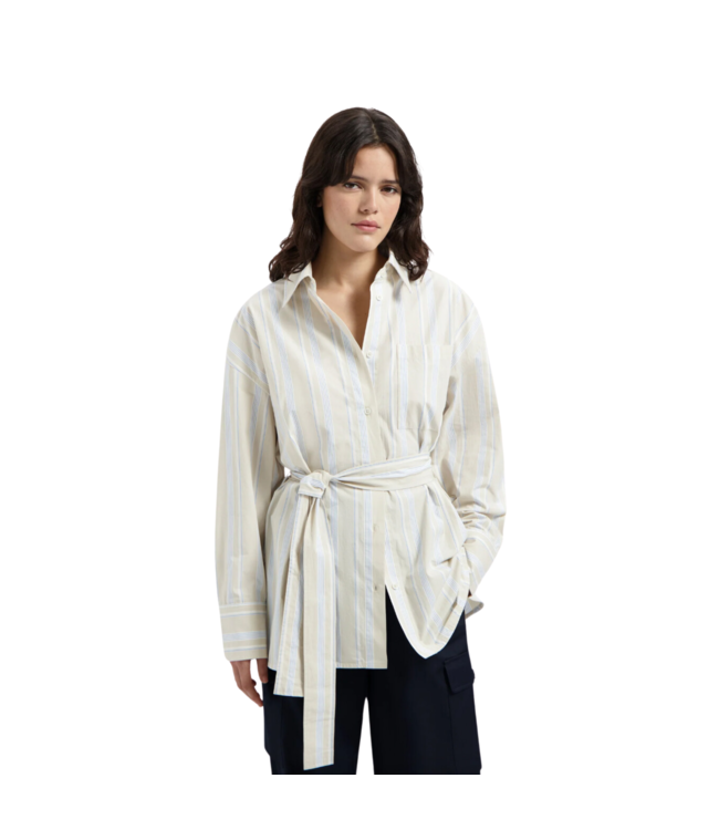 Stripe Tie Shirt LS Blue STP