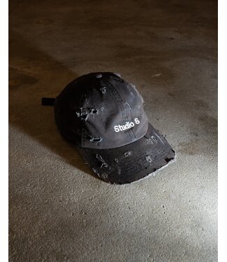 Studio S Logo Cap Embroidered Destressed Black