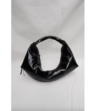 NONA Slouchy Shoulder Bag Crushed Patent Black