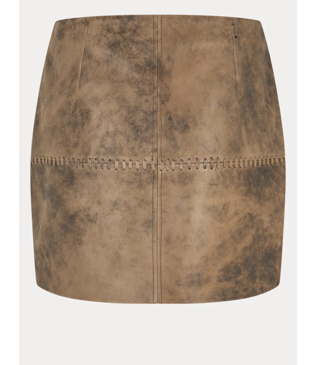 Bee Leather Skirt Pecan Brown