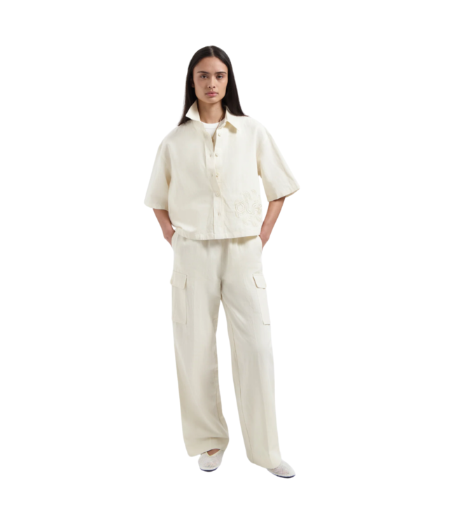 Cotton Linen Cargo Pants Off White - Size L