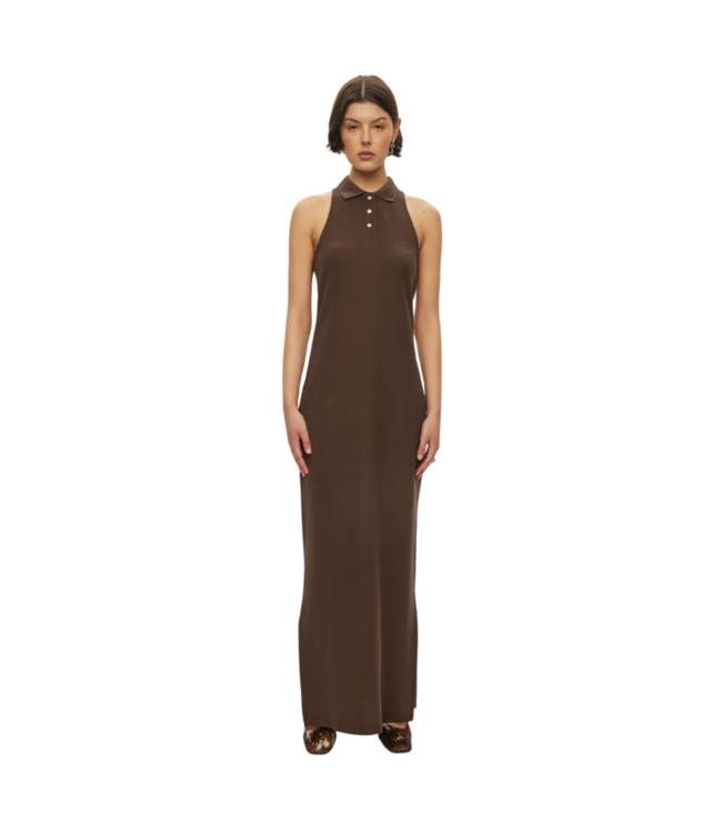 Sunny Polo Dress Dark Oak - Size M