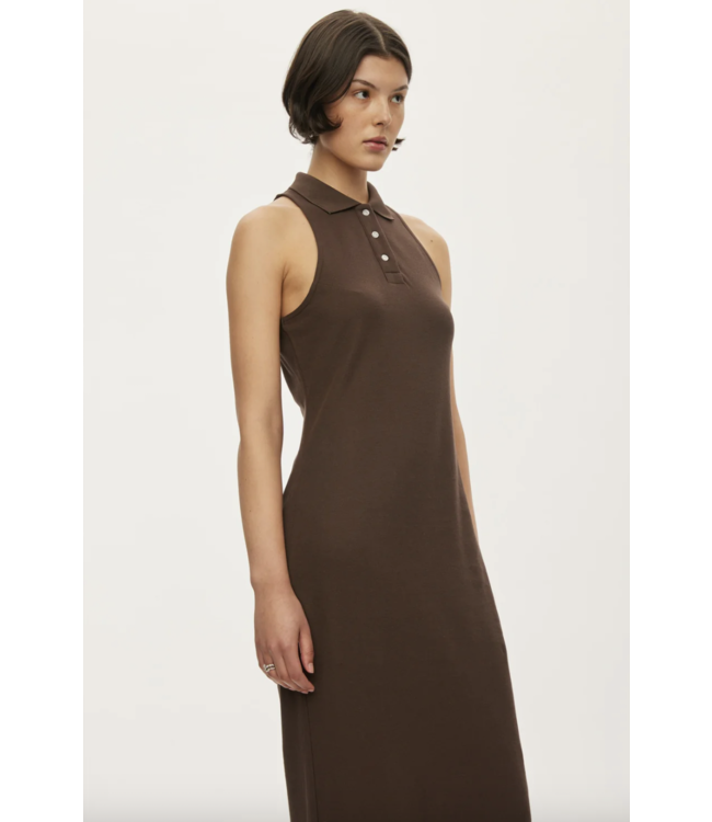 Sunny Polo Dress Dark Oak - Size M