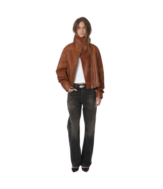 Tibby Leather Jacket Washed Red