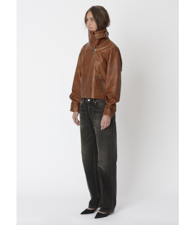 Tibby Leather Jacket Washed Red