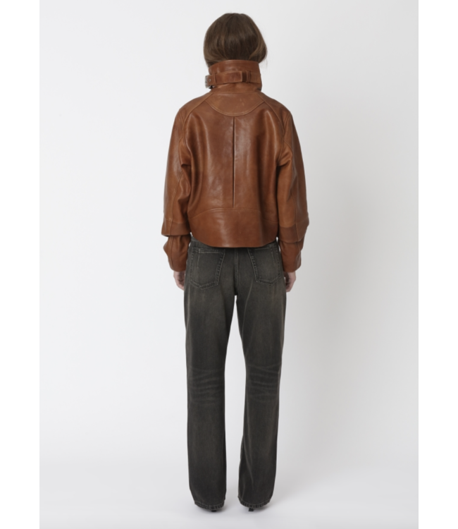 Tibby Leather Jacket Washed Red