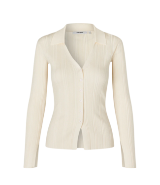 Oval Square Alga Knit Blouse Off White - Size L