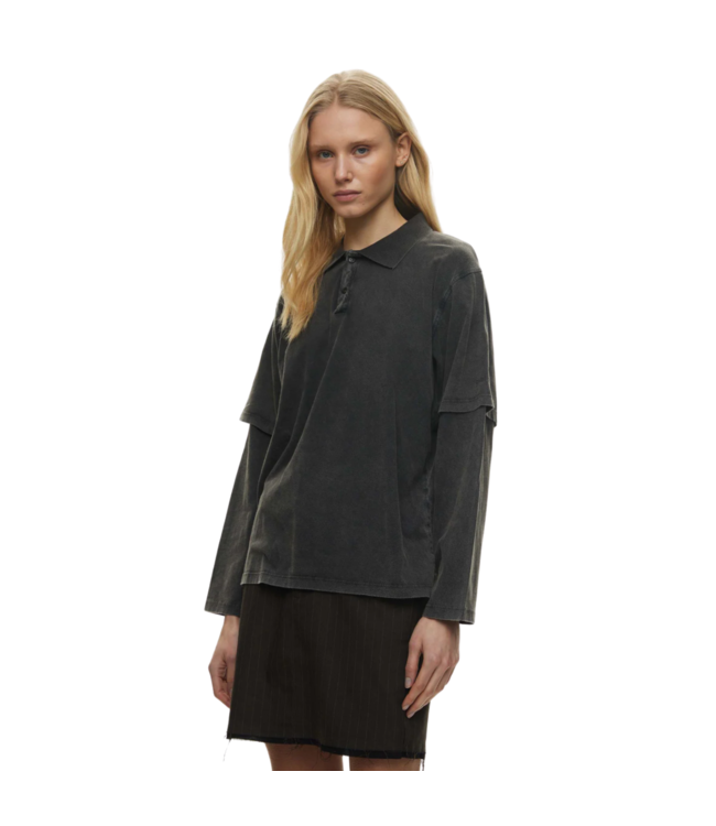 Miller Layer Polo Black Washed - Size S