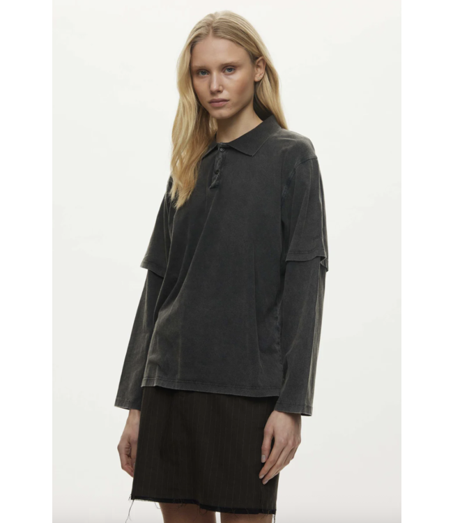 Miller Layer Polo Black Washed - Size S